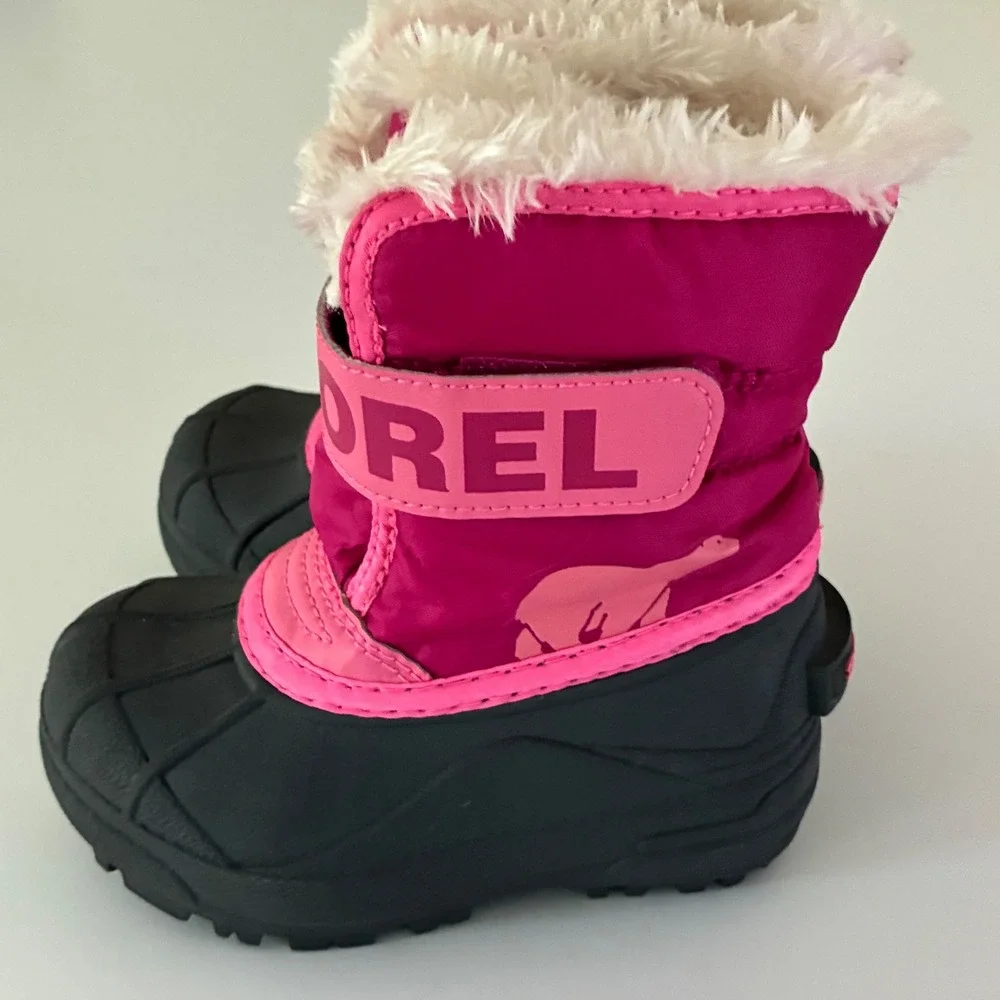 Sorel Kids Size 8 Snow Commander Pink Snow Waterproof Winter Boots NC1960-652